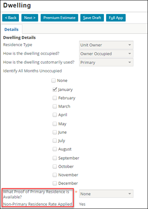 PolicyCenter Dwelling screen for Primary Details