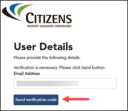 Send verification code button on the User Details screen