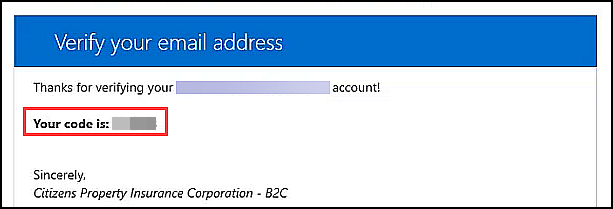Verification code email