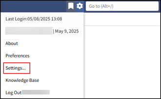 Settings option 