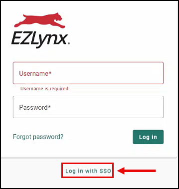 EZLynx log in screen 