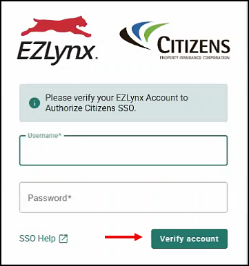 One-time Verify account screen