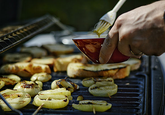 food items on a grill