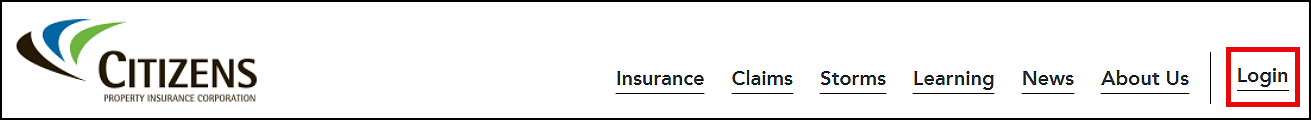 Figure 1: Login link on the www.citizensfla.com landing page