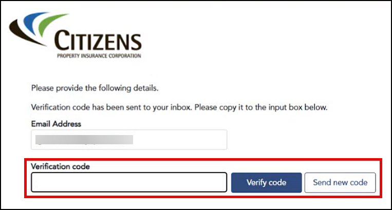Figure 5: Verification code field and Verify code button