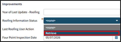 Data retrieval once roof information is entered