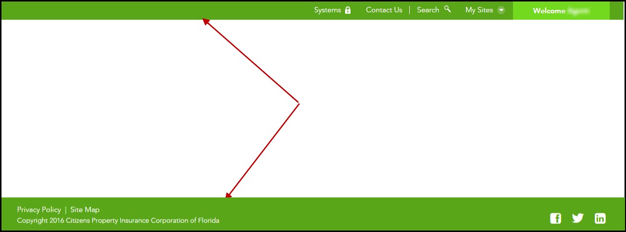 Screenshotof green global bar on agents site