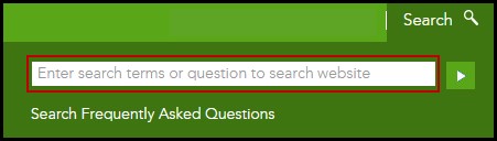 Screenshot of website Search menu