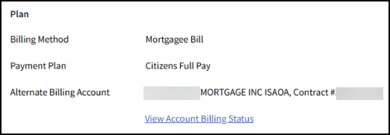 Billing screen - billing and payment plan section