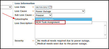 Screenshot the Catastrophe drop-down list