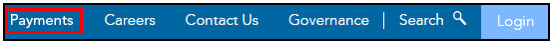 Screenshot of the Global bar indicating the Payments link